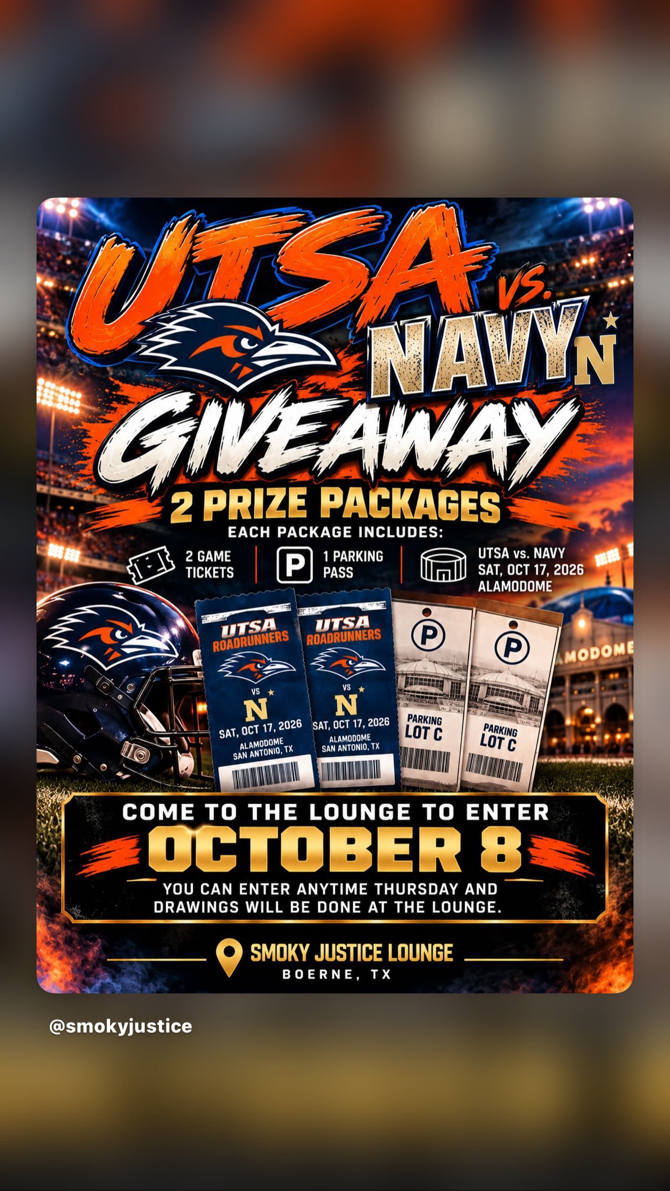 UTSA vs. Navy Football Giveaway at Smoky Justice